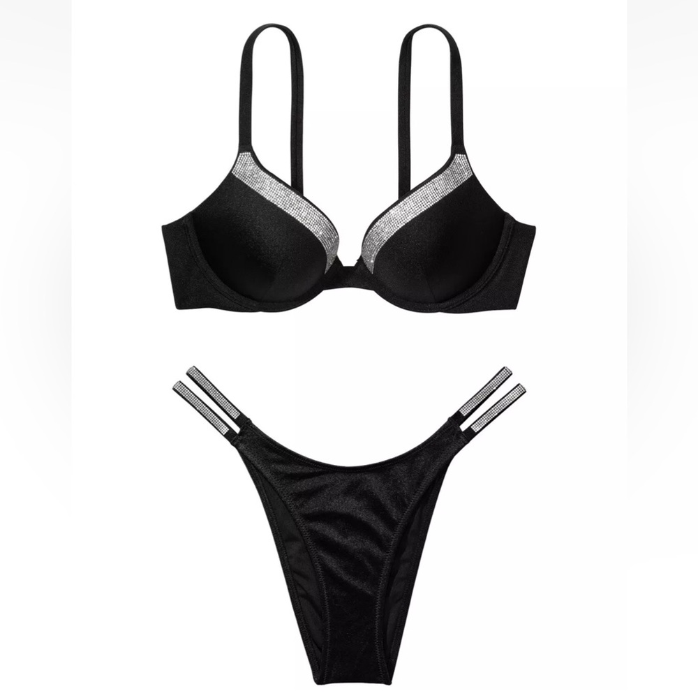 VICTORIA SECRET SWIM Suit Bikini Set Push Up Top Brazilian Bottom
Shine Strap